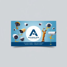 A sleek advertising card design for a surveillance systems installation workshop