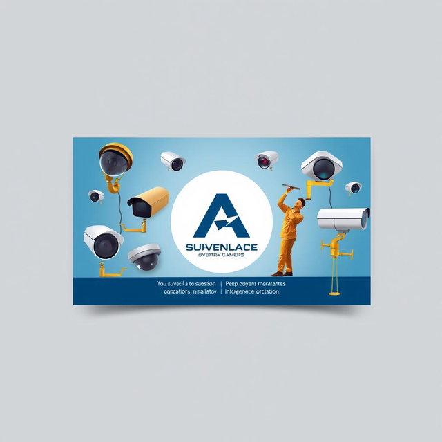 A sleek advertising card design for a surveillance systems installation workshop