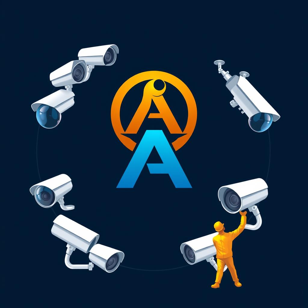 A sleek advertising card design for a surveillance systems installation workshop