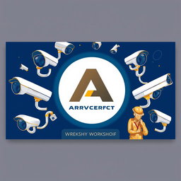 A sleek advertising card design for a surveillance systems installation workshop