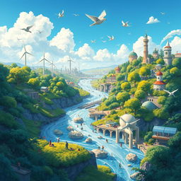 A vibrant and captivating illustration representing the theme "Flow - Un mondo da salvare"