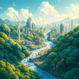 A vibrant and captivating illustration representing the theme "Flow - Un mondo da salvare"