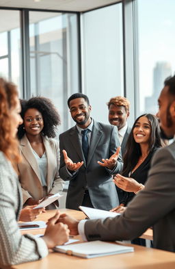 A visually compelling scene capturing the essence of professional leadership communication and emotional intelligence