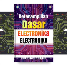 An eye-catching book cover design for a title 'Keterampilan Dasar Elektronika' with the subtitle 'Bonus Skema oleh Mas Umar Fathoni, S