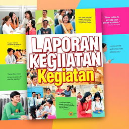 A vivid and engaging cover design for a report on activities, featuring a colorful collage of diverse events such as workshops, discussions, and community services
