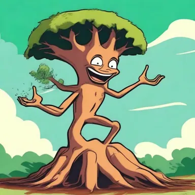 In the cartoon, the character ate a large achira root and suddenly turned into a superhuman.