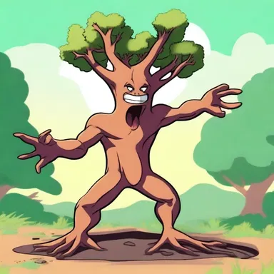 In the cartoon, the character ate a large achira root and suddenly turned into a superhuman.