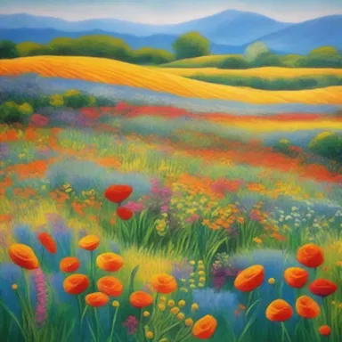 The painting depicted a beautiful field of achira plants with vibrant flowers.