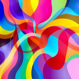 A colorful abstract representation of vibrant shapes and patterns, combining flowing lines and geometric forms that dance within a harmonious color palette