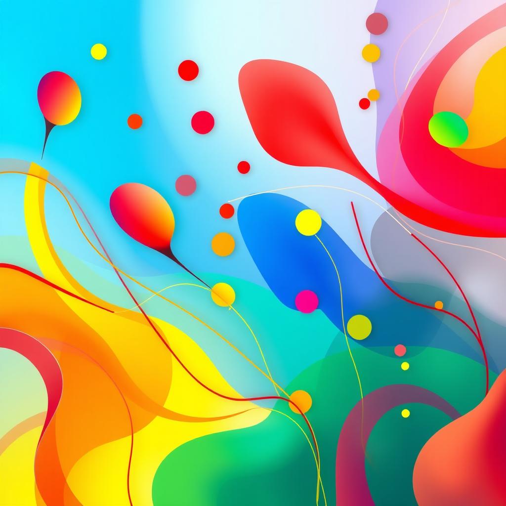 A colorful abstract representation of vibrant shapes and patterns, combining flowing lines and geometric forms that dance within a harmonious color palette