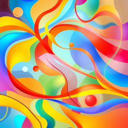 A colorful abstract representation of vibrant shapes and patterns, combining flowing lines and geometric forms that dance within a harmonious color palette