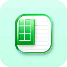 A stylish and modern spreadsheet icon featuring a green grid design representative of cells, with a subtle 3D effect to give it depth