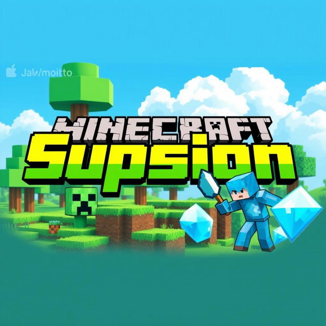 A vibrant Minecraft-themed profile picture that prominently features the name 'Supsion' in bold, pixelated font