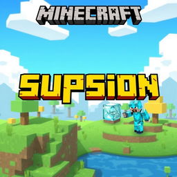 A vibrant Minecraft-themed profile picture that prominently features the name 'Supsion' in bold, pixelated font