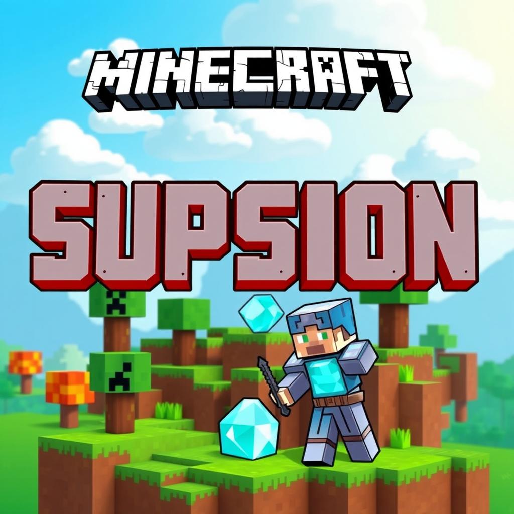 A vibrant Minecraft-themed profile picture that prominently features the name 'Supsion' in bold, pixelated font