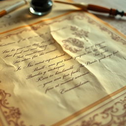A close-up view of a textured piece of vintage paper with delicate patterns and soft, warm colors