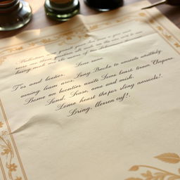 A close-up view of a textured piece of vintage paper with delicate patterns and soft, warm colors
