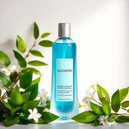 A beautifully designed shampoo bottle, elegantly shaped with a sleek, modern design