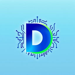 A modern, sleek logo design featuring a stylized letter 'D' in the center, surrounded by a digital circuit pattern