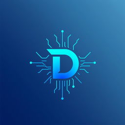A modern, sleek logo design featuring a stylized letter 'D' in the center, surrounded by a digital circuit pattern