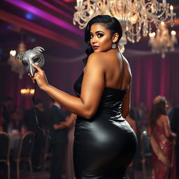 A tall and slim thick woman with a mixed complexion appears graceful at a masquerade