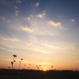 A serene landscape featuring a vast sky filled with soft, fluffy clouds drifting gracefully across the horizon