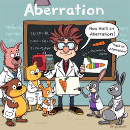 A whimsical cartoon scene illustrating the concept of 'aberration' with a humorous twist