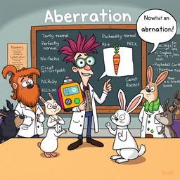 A whimsical cartoon scene illustrating the concept of 'aberration' with a humorous twist