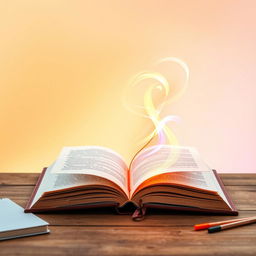 A stylish and aesthetic Instagram profile picture for an educational profile, featuring an open book with colorful, swirling light emanating from its pages, symbolizing knowledge and creativity