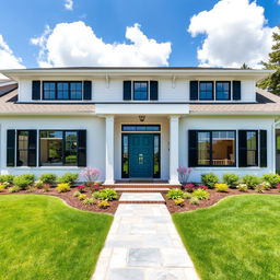 A beautifully renovated house exterior, showcasing modern design elements