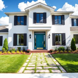 A beautifully renovated house exterior, showcasing modern design elements