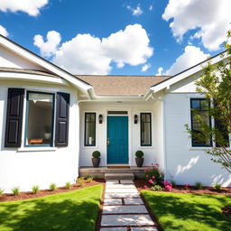 A beautifully renovated house exterior, showcasing modern design elements