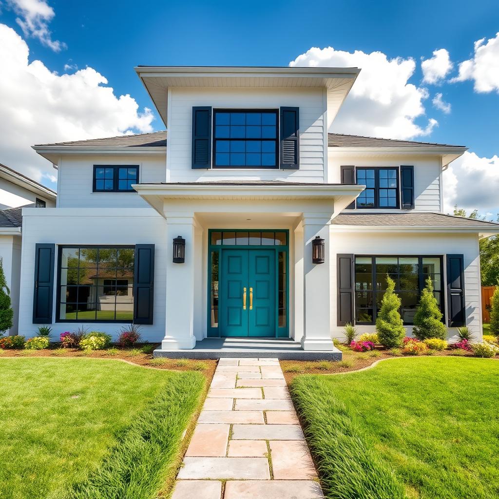 A beautifully renovated house exterior, showcasing modern design elements