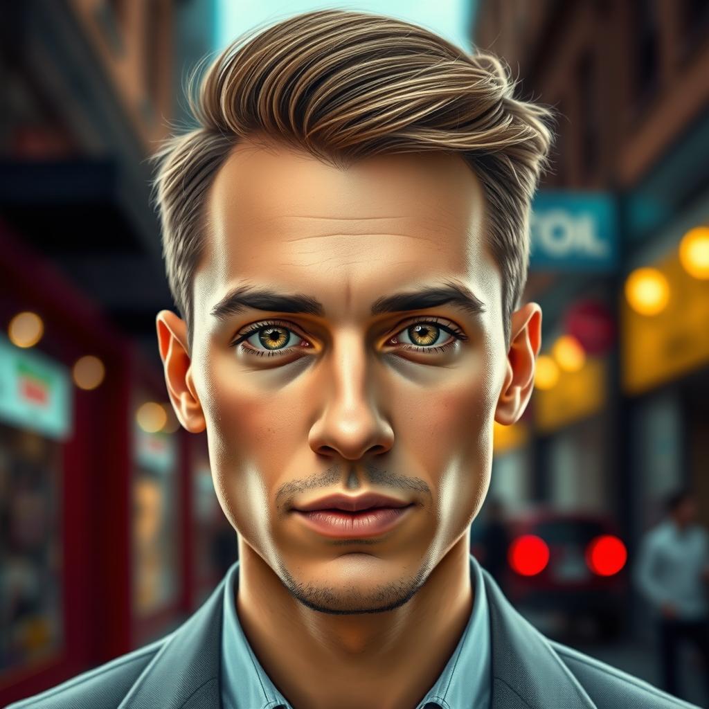 A digital artwork featuring a portrait of a person with distinct facial features and skin tone blended seamlessly onto another person's face, showcasing unique attributes like hairstyle, eye color, and expression