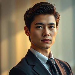 A highly detailed, realistic photograph of a person with a smart and sophisticated look
