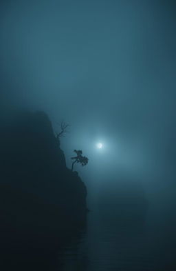 A dark and mysterious island, Pulau Tengkorak, shrouded in thick fog