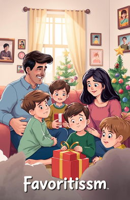 A visually engaging and thought-provoking illustration depicting the theme of family favoritism
