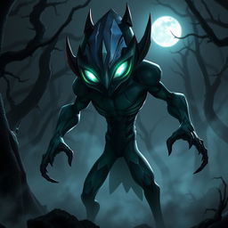 A fantasy horror rendition of Ben 10 featuring a diamond-patterned alien transformation