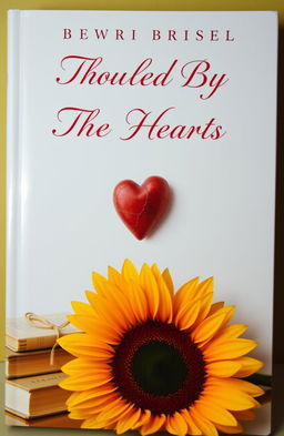 A romantic book cover design featuring a white and yellow background, with a vibrant sunflower placed at the bottom