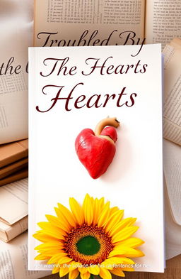 A romantic book cover design featuring a white and yellow background, with a vibrant sunflower placed at the bottom