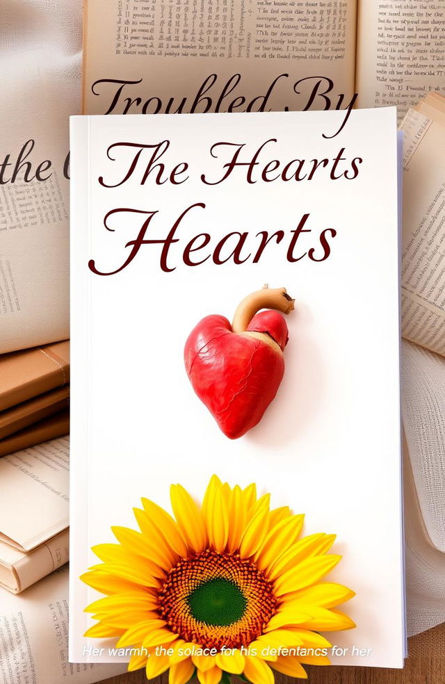 A romantic book cover design featuring a white and yellow background, with a vibrant sunflower placed at the bottom