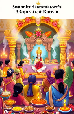 A vibrant illustration depicting the traditional celebration of Swami Samarth's 9 Guruwar Vrat Katha
