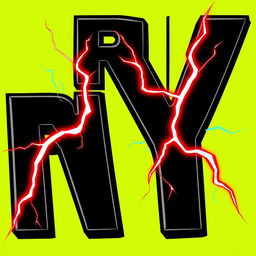 A bold and eye-catching design featuring the letters 'R Y T' prominently displayed in black color