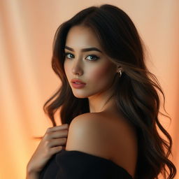 A beautiful young woman with elegance, showcasing feminine beauty in an enchanting pose