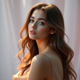 A beautiful young woman with elegance, showcasing feminine beauty in an enchanting pose