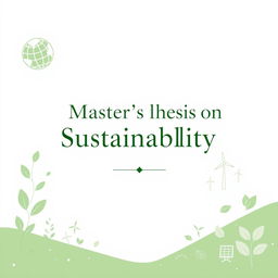 A sophisticated and professional cover design for a Master's thesis on the topic of sustainability