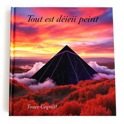 A visually striking book cover that showcases a mesmerizing landscape featuring an autumn sky with vibrant hues of orange, red, and deep purples