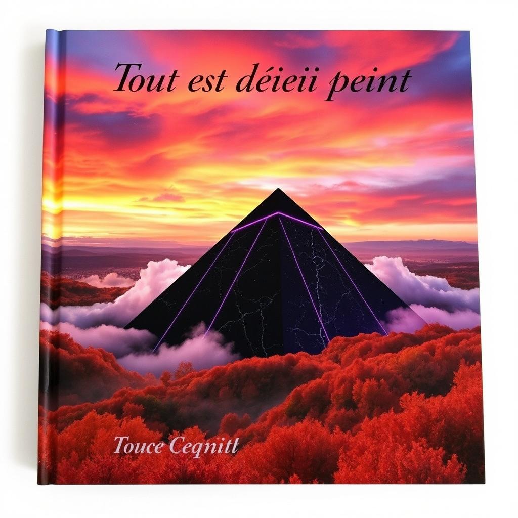 A visually striking book cover that showcases a mesmerizing landscape featuring an autumn sky with vibrant hues of orange, red, and deep purples