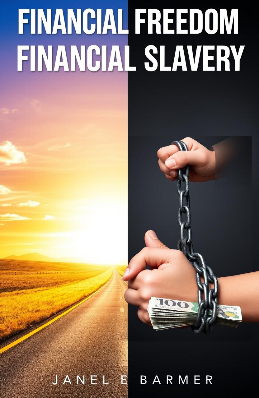 A striking book cover for 'Financial Freedom or Financial Slavery'