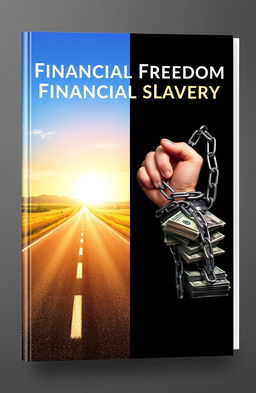 A striking book cover for 'Financial Freedom or Financial Slavery'